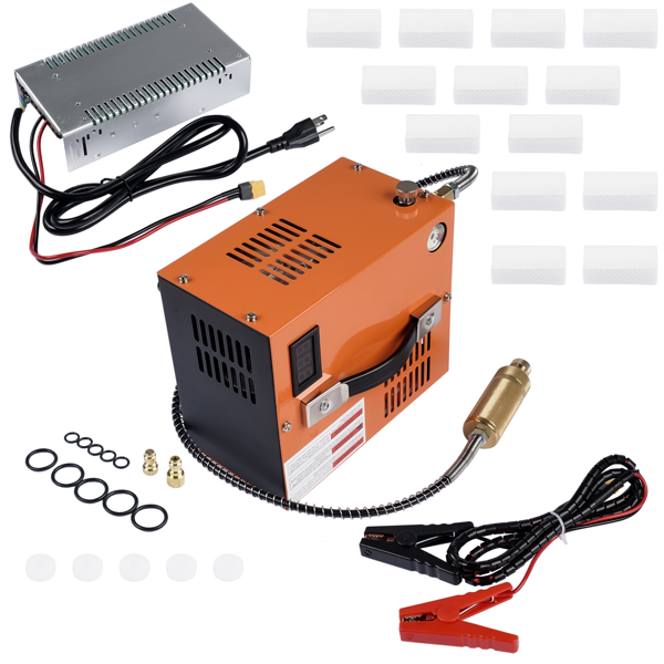空气压缩机 Orange Air Compressor w/ Converter 4500PSI 30MPA Supports 12V-110V Power Supply-4
