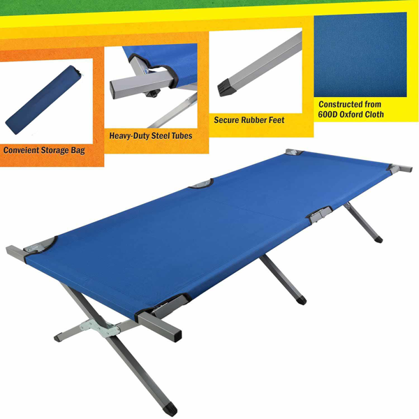 行军床 户外露营床，折叠轻便床，便携式露营床，带便携包，适合成人徒步狩猎旅行  蓝色-10