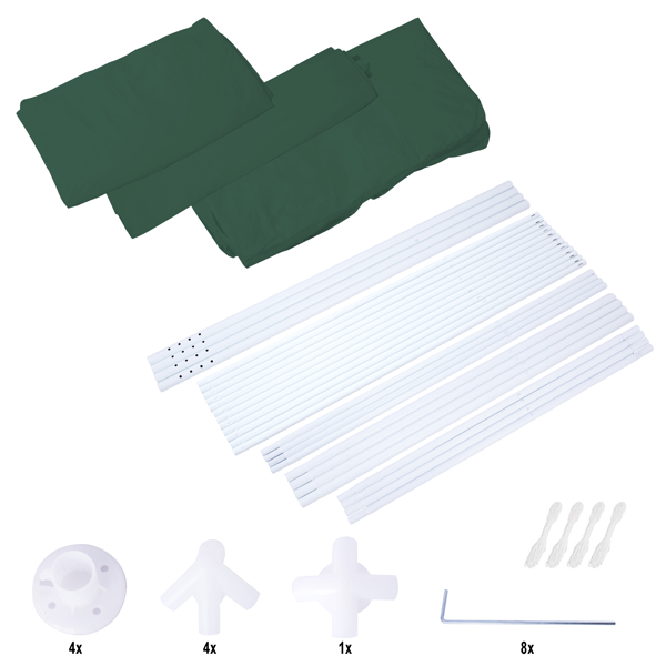 3*3m 4片面（两个门）,螺旋管 凉棚 绿色 PE布, 10'x10'派对帐篷 4 面可拆, 户外 重型凉亭,婚礼帐篷 喷塑铁管-6