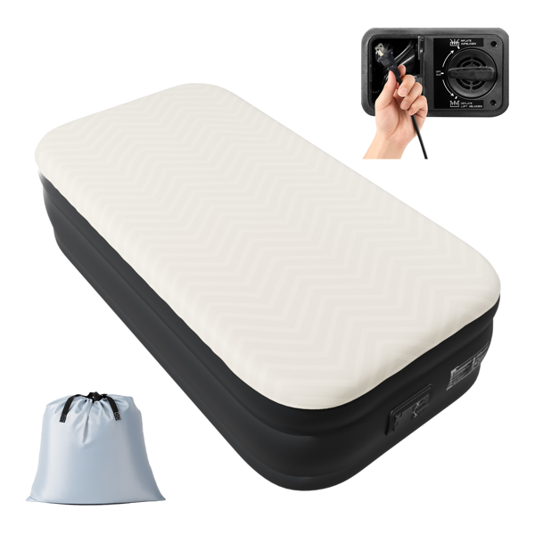 75*39*18in 海绵植绒床面 PVC围带&底部 米黄色+黑色 野营床垫 充气 带收纳袋 美规插头 100kg-13