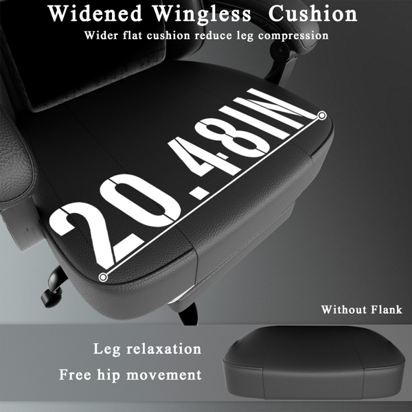 带袋装弹簧坐垫和脚凳的游戏椅，成人人体工学电脑椅，透气PU皮游戏椅，可调节头枕和腰部支撑办公桌椅-2