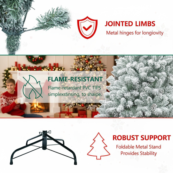 4英尺植绒圣诞树带21个天然松果366个分枝尖端人造植物树全形坚固金属支架PVC人造节日装饰，季节性使用FBA发货-10