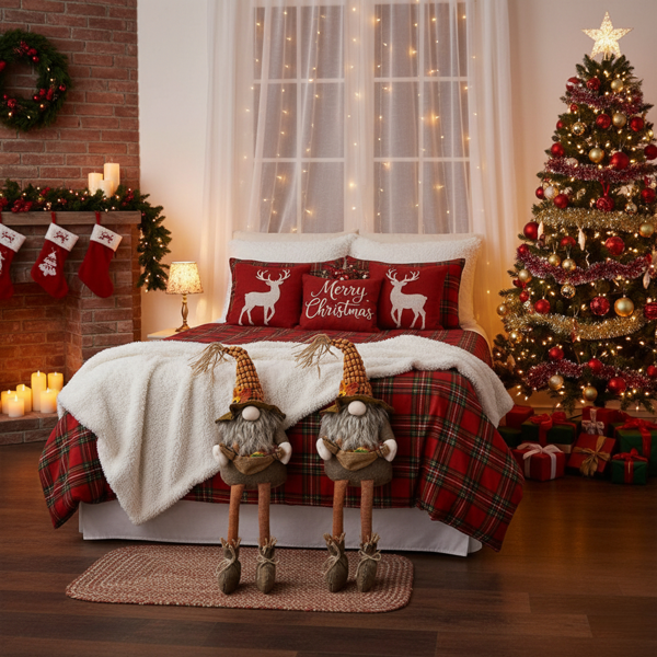 2件套圣诞节侏儒装饰10.2英寸x8.7英寸x24.5英寸织物坐式棕色侏儒，枫叶，非常适合秋季收获和感恩节装饰FBA发货-9