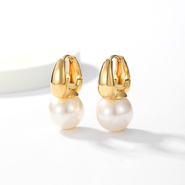 金属玻璃珠铜材质简约珍珠耳环礼品-2