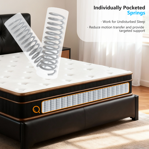 12 inch Queen 黑金色边带白色面层 弹簧垫 床垫 M0IS12Q 美国-4