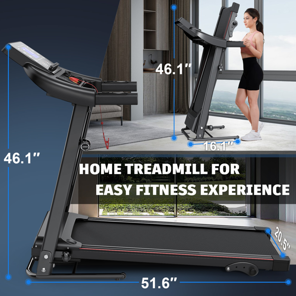 Walking Pad Treadmill Treadmills for Home Folding Treadmill with Incline 3 HP Quiet Brushless, Running Machine 300 Lbs Capacity, App, Pulse Sensor Heart Rate with LCD Display Holder for Cup & Phone-4