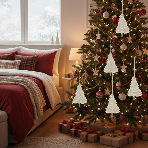 6件套圣诞树装饰品4.3x7.5英寸流苏树形悬挂装饰圣诞树装饰家居节日展示FBA发货-15