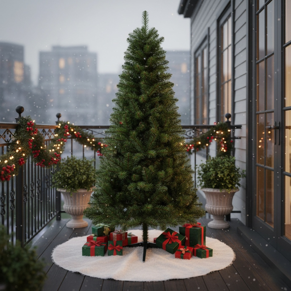 6英尺圣诞树490尖头人造植物PVC绿叶树坚固的4腿支架，用于室内度假屋派对装饰FBA发货-7