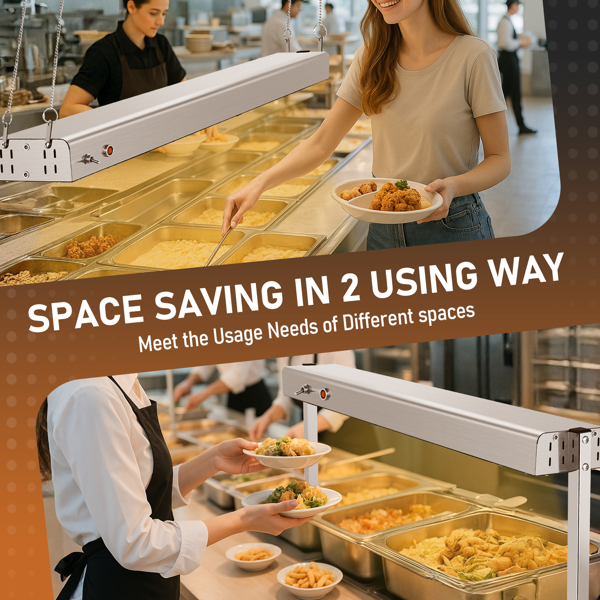 美规 HT-36H 110V 1000W 食物保温台 银色 不锈钢 吊式+立式两用 电动 带链条和支撑支架-6