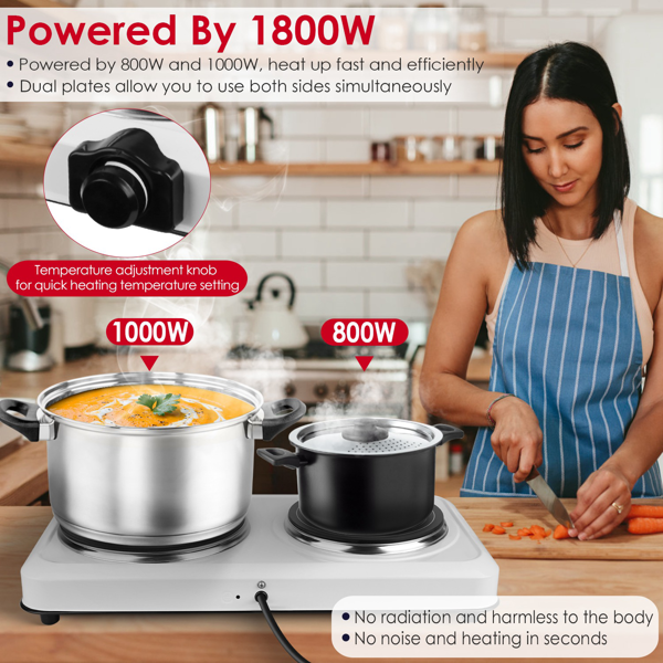 （物流随机发，自提可发加拿大）-便携式红外双炉灶——双燃烧器支持同时烹饪，302℉-1022℉无级调温，自动断电功能，易擦拭清洁，适用于宿舍/公寓/房车/露营-5