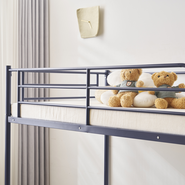 【同款编码：71412208】]蓝色 Twin 双层圆立柱横管护栏竖直梯 铁床 美国-9