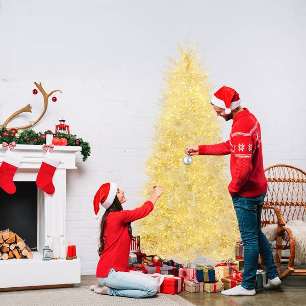 7ft 白色 枯枝树 自动树 PE  1218枝头 400皮线灯无极灯 圣诞树 30V 6W 美规-9