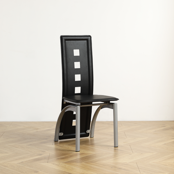 【同款编码：41549207】110CM黑清色餐桌套装（本产品将拆分成两个包裹）桌腿为银色-17