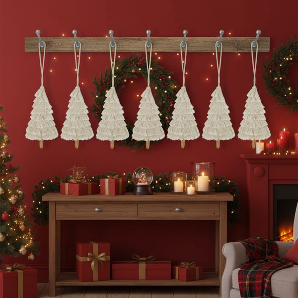 6件套圣诞树装饰品4.3x7.5英寸流苏树形悬挂装饰圣诞树装饰家居节日展示FBA发货-12