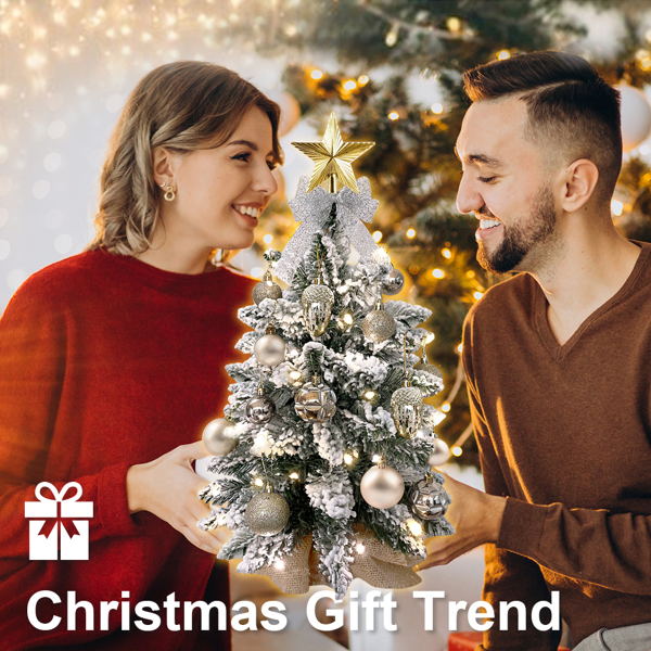 （今年的金色有变化）55cm植绒玫瑰金色迷你圣诞树带LED灯（周末不发货）人造桌面圣诞装饰  精美饰品适用于家庭公寓办公室-3