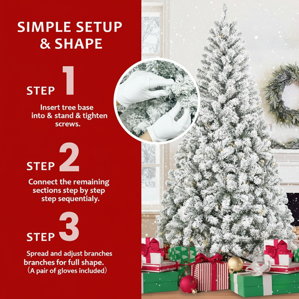 4英尺植绒圣诞树233尖头PVC人造植物坚固金属支架家居/办公室/公寓派对装饰FBA发货-5