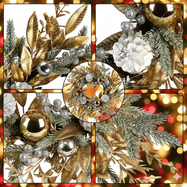 20英寸圣诞节花环门装饰带暖白色LED灯圣诞装饰FBA发货-6