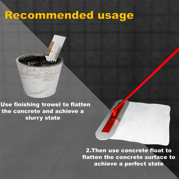 公牛抹子混凝土工具套装，48英寸×12英寸不锈钢抹子配4个可组合手柄，带抹灰刀的混凝土公牛抹子，混凝土表面修整专用公牛抹子套装-3