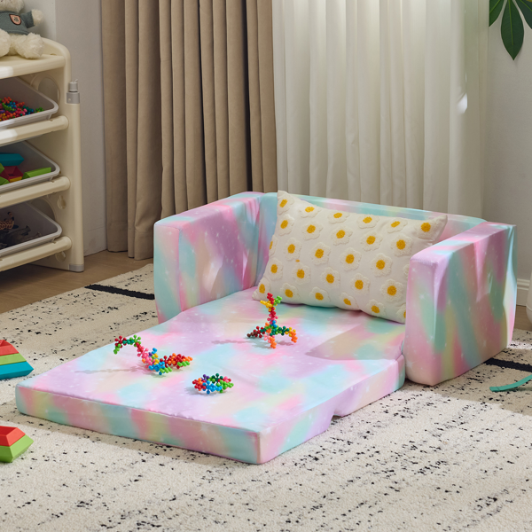 1pcs 全海绵 儿童双人折叠式沙发床 儿童沙发 喷绘 斜桃布 KS-002-12