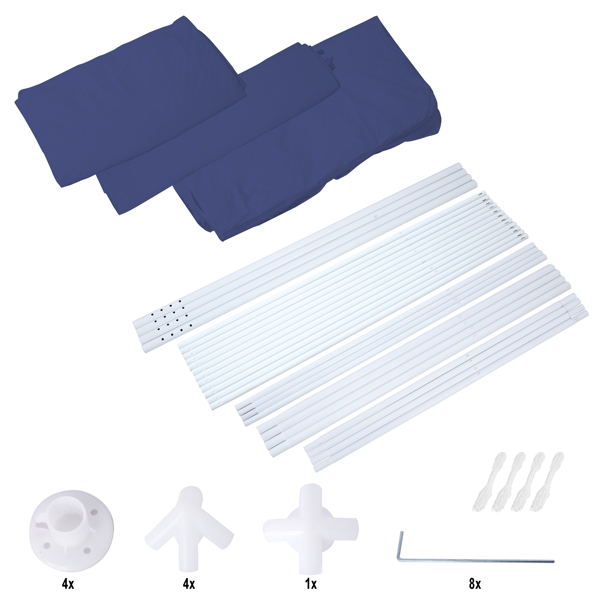 3*3m 4片面（两个门）,螺旋管 凉棚 蓝色 PE布, 10'x10'派对帐篷 4 面可拆, 户外 重型凉亭,婚礼帐篷 喷塑铁管-6