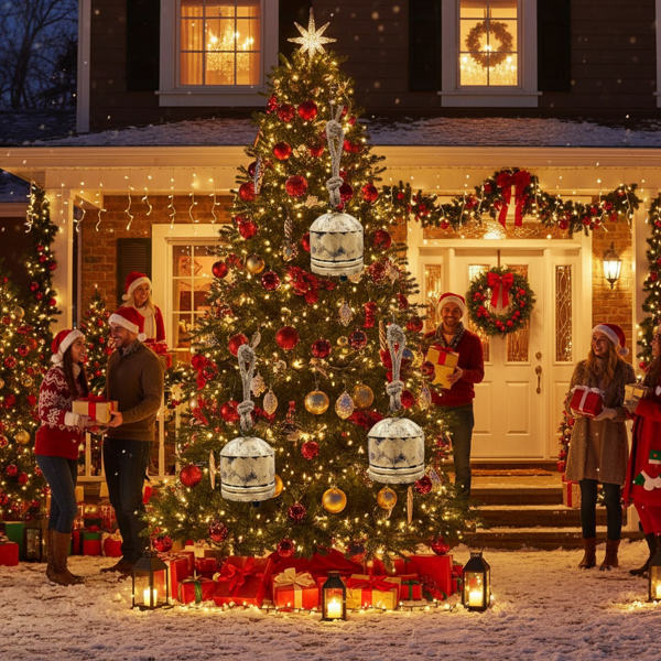 4件套圣诞钟装饰品4.5x6.1“铁制悬挂装饰品节日派对树装饰品FBA发货-24