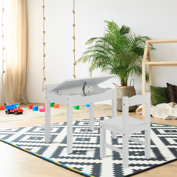 可收纳 长方形 桌面可收纳 白色 学习桌椅 儿童桌椅 现代 适用于3岁以上 59*40.5*55cm P2密度板 1s-16