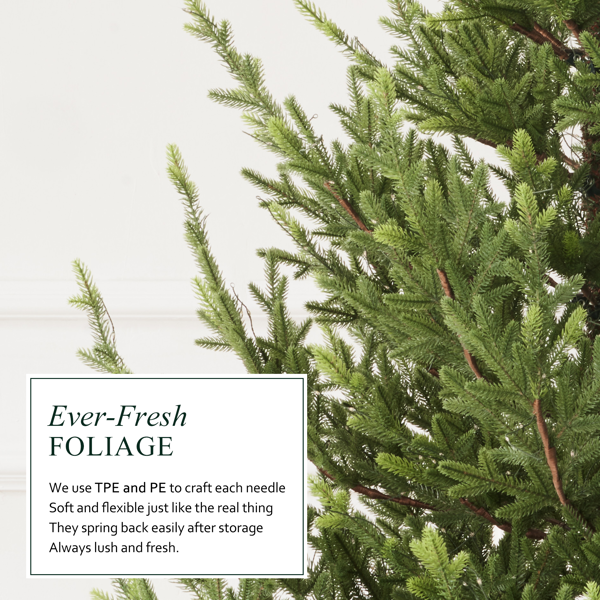 阿斯彭斯利姆冷杉6.5英尺预装灯人工圣诞树，配有3,250个树枝尖和867个低压暖色LED灯，可折叠底座和逼真的防火树枝-3