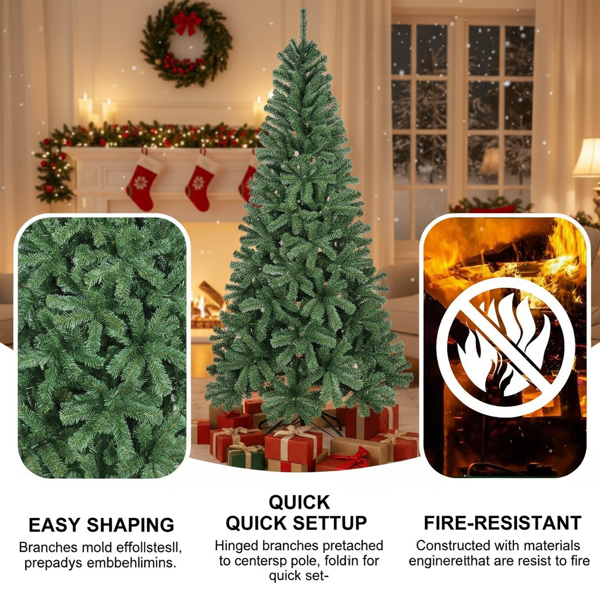 6英尺圣诞树人造植物500 PVC尖铰链金属支架全室内派对节日装饰FBA发货-5