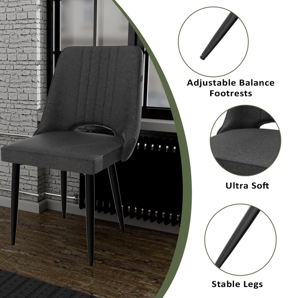 餐椅套装（4张），带靠背厨房椅，PU皮革材质，适用于客厅、休闲区及吧台的餐厅座椅-2