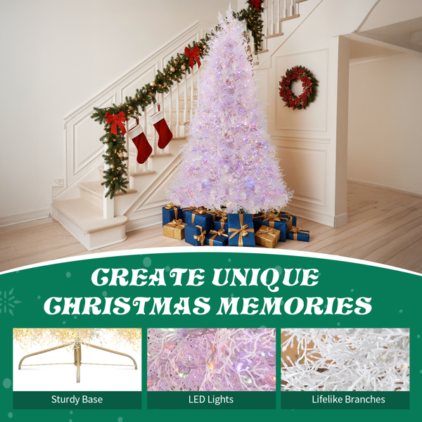 7ft 白色 枯枝树 自动树 PE  1218枝头 400皮线灯无极灯 圣诞树 30V 6W 美规-8