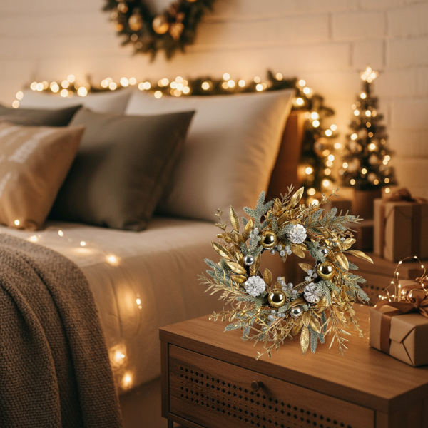 20英寸圣诞节花环门装饰带暖白色LED灯圣诞装饰FBA发货-9