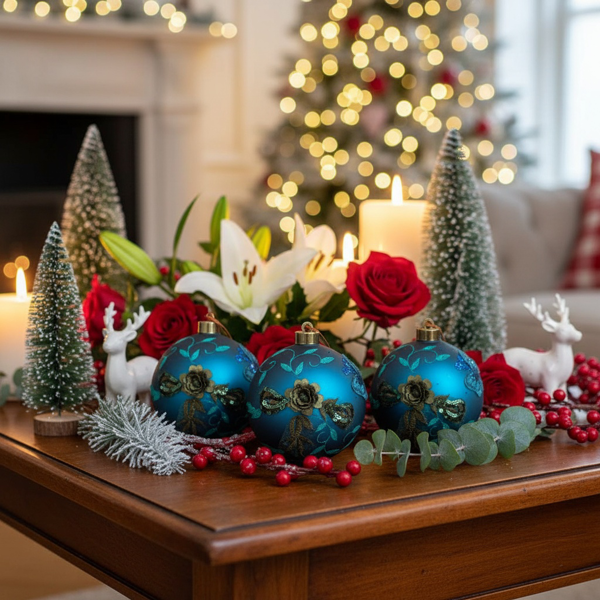 4件套4.7英寸圣诞玻璃球装饰品挂树装饰品闪亮的节日派对用品树装饰品FBA发货-11