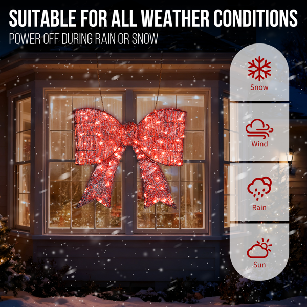 72*12*65cm 红色 蝴蝶结 绕线撒粉 124LED灯 暖白灯  圣诞灯饰经典元素 31V 3.6W 英规-3