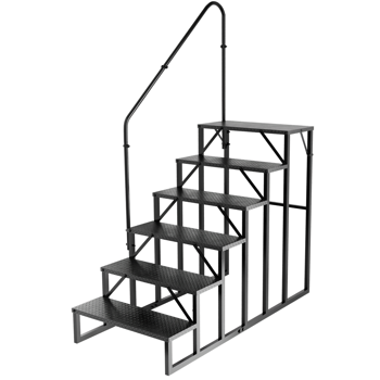 房车阶梯6级梯，房车防滑踏板，带扶手的按摩浴缸阶梯，660磅承重房车梯适用于第五轮房车，移动房屋阶梯