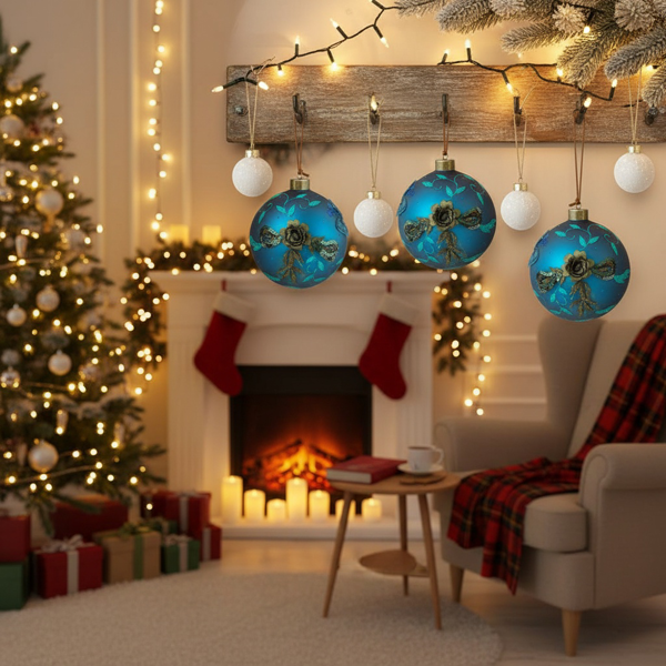 4件套4.7英寸圣诞玻璃球装饰品挂树装饰品闪亮的节日派对用品树装饰品FBA发货-18