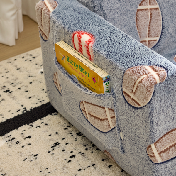 1pcs 全海绵 儿童单人折叠式沙发床 夜光 儿童沙发 灰蓝球类 法兰绒 KS-005-8