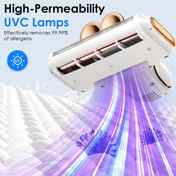 （物流随机发，自提可发加拿大）-床垫吸尘器，无线200W功率，16千帕强劲吸力，高效除过敏原，双集尘杯设计，电池电量显示，专为家居织物清洁打造-10