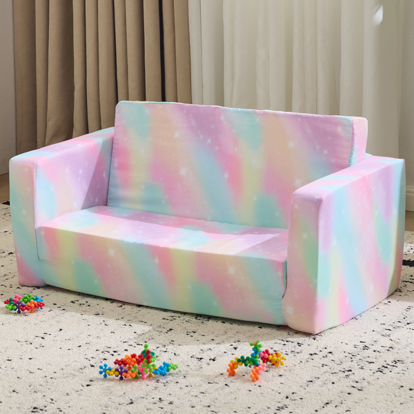 1pcs 全海绵 儿童双人折叠式沙发床 儿童沙发 喷绘 斜桃布 KS-002-11