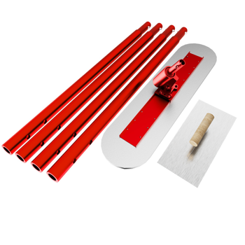 公牛抹子混凝土工具套装，48英寸×12英寸不锈钢抹子配4个可组合手柄，带抹灰刀的混凝土公牛抹子，混凝土表面修整专用公牛抹子套装