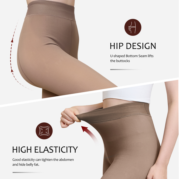 内衬抓绒连裤袜，透光女式假半透明连裤袜，透光保暖连裤袜，冬季加厚连裤袜，女式不透明内衬抓绒连裤袜，彩色保暖冬季户外保暖连裤袜（咖色-M）。(周末不发货）-3