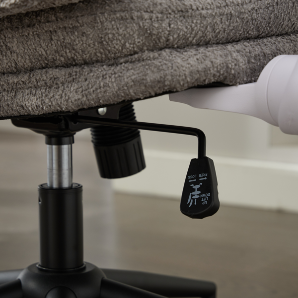 带翻转扶手的交叉腿椅、带轮子的交叉腿办公椅、适合女性的宽座椅舒适旋转椅、公寓、家庭、办公室的可调节化妆梳妆台椅、灰色-14