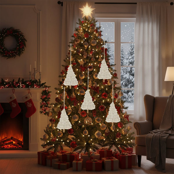 6件套圣诞树装饰品4.3x7.5英寸流苏树形悬挂装饰圣诞树装饰家居节日展示FBA发货-20