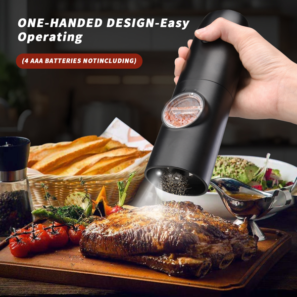 电动盐与胡椒磨器套装，可调节粗细，电池供电，厨房调味工具，适用于厨房，送礼-6