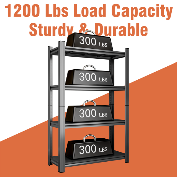 4 层可调金属储物架，适用于车库，棚屋，超市，客厅，多功能储物架，黑色，需要组装-9