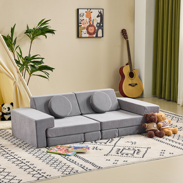1pcs 全海绵 十四片模块设计 可自由组合 儿童沙发 灰色 灯芯绒 KS-008-5