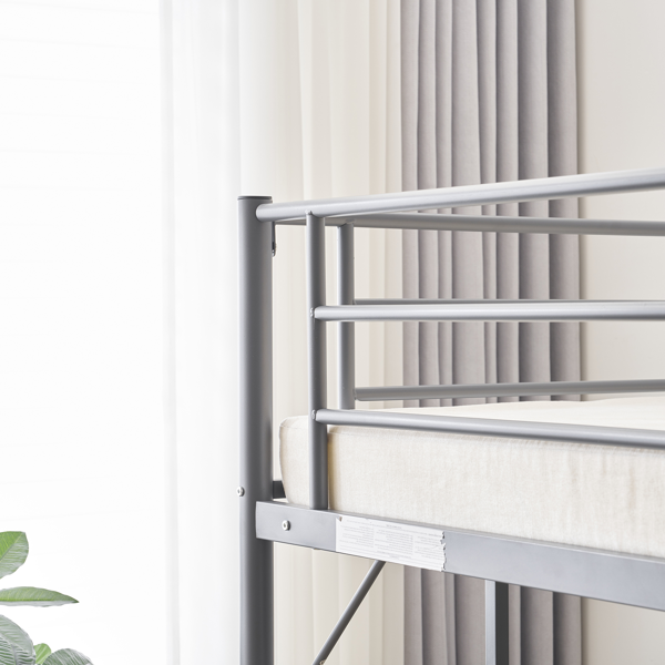 【同款编码：27723326】灰色 198*143*182cm Twin 高架床 带桌子 层架 铁床 美国-13