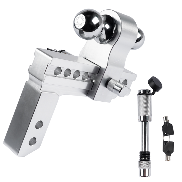 拖车挂接装置 Fits 2" Receiver Trailer Hitch Adjustable 8" Drop/Rise 12500 LBS 2" & 2-5/16" Ball w/Anti-Theft Hitch Pin-3