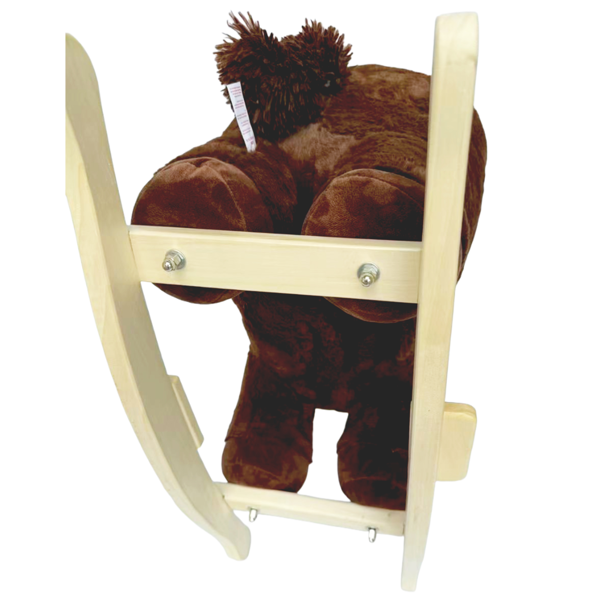 儿童骑乘摇摇马玩具，带摇篮曲，配有手偶和安全带，适合1-3岁儿童，柔软毛绒面料，棕色-9