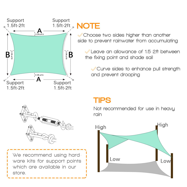 12'X16' 松石纯色HDPE遮阳帆-2