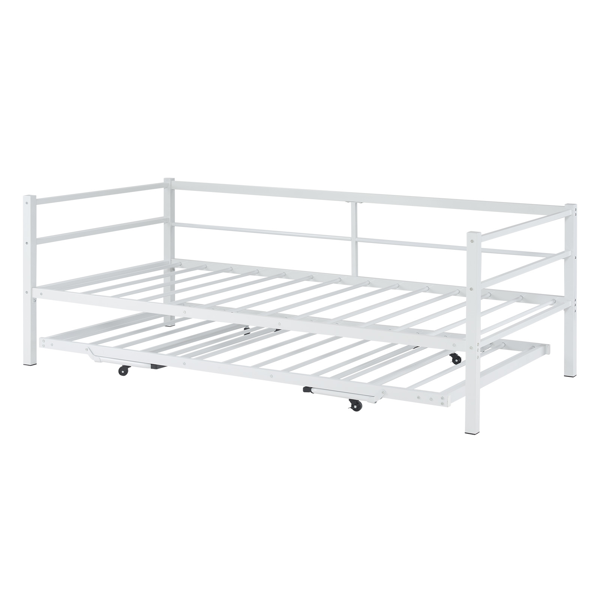 白色 twin 带推拉床 带把手 沙发床 铁床-2